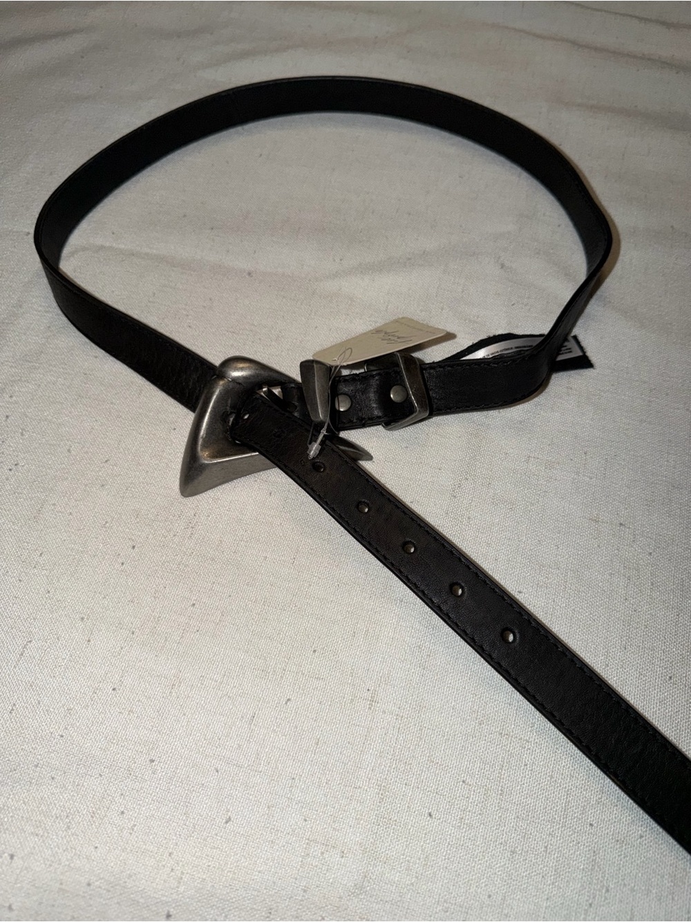 Free People Woman’s  Black Leather Belt with Metal  Buckle Size S/M NWT